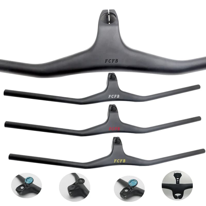 New FCFB Multiple Colour MTB Integrated Handlebar Carbon Fiber One-shaped Handlebar Stem -17Degree Bike Frame Bicycle Parts