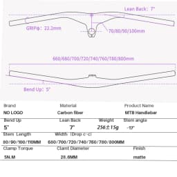 New FCFB Multiple Colour MTB Integrated Handlebar Carbon Fiber One-shaped Handlebar Stem -17Degree Bike Frame Bicycle Parts