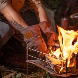 Campingmoon Flame Retardant Heat Insulation Leather High Temperature Outdoor Camping Picnic BBQ Gloves