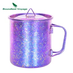 Boundless Voyage 450ml Outdoor Camping Titanium Mug Colorful Tea Coffee Cup with Lid Travel Drinkware Single Layer Mug