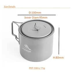 NEW TOAKS Titanium 550ml Pot Ultralight Cup Two Version Outdoor Camping Mug with Lid