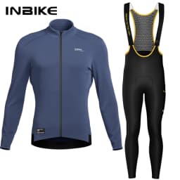 INBIKE Men's Cycling Jersey Winter Thermal Long Sleeve Fleece MTB Cycling Jacket Bicycle Top Bike Clothing with 3 Rear Pockets