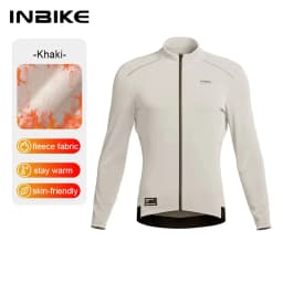 INBIKE Men's Cycling Jersey Winter Thermal Long Sleeve Fleece MTB Cycling Jacket Bicycle Top Bike Clothing with 3 Rear Pockets