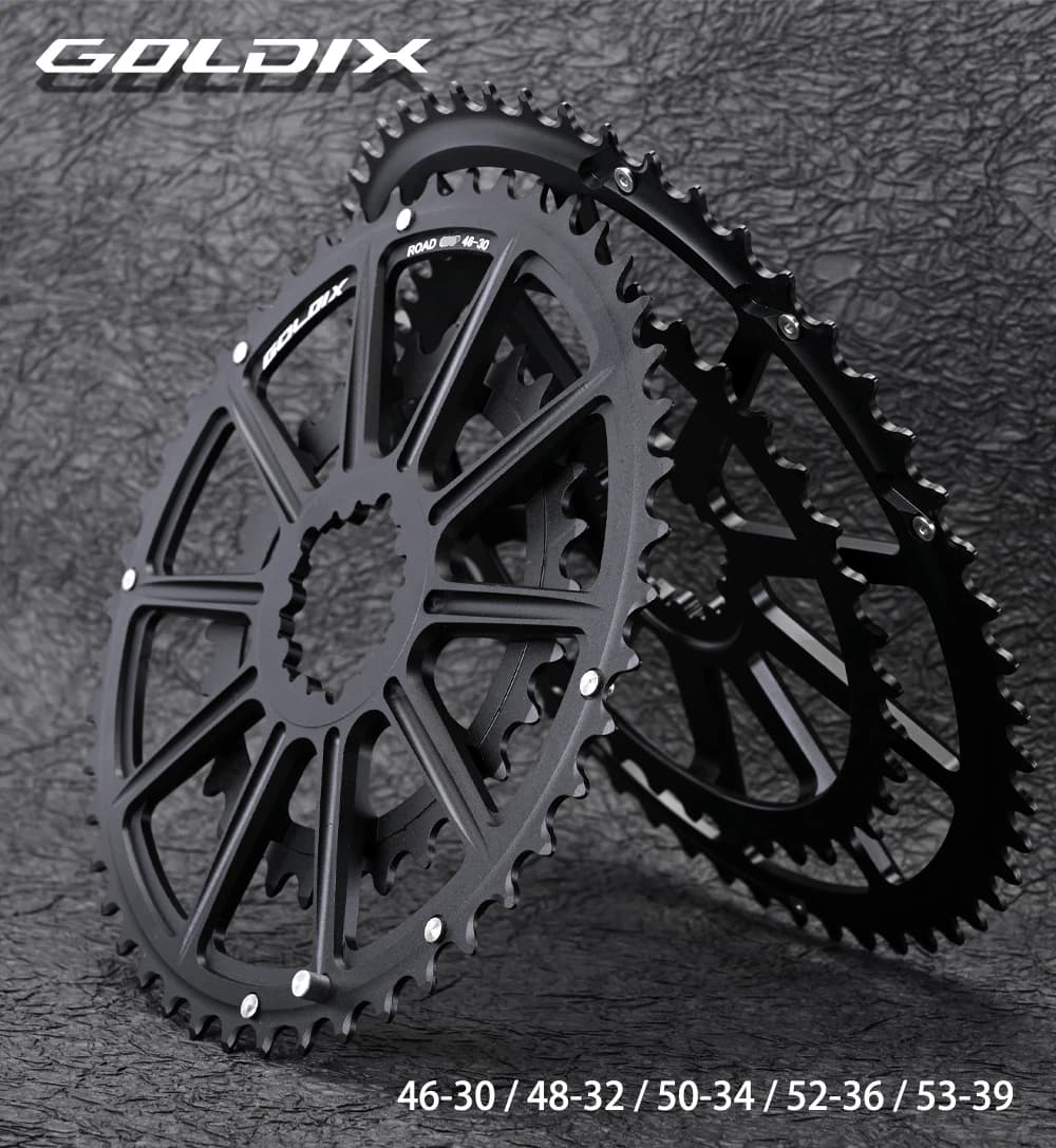 GOLDIX Road Bike Chainring 50-34T 52-36T 53-39T 10 11 12 Speed Double Chainwheel for SR Direct Mount 3-Bolt Crankset