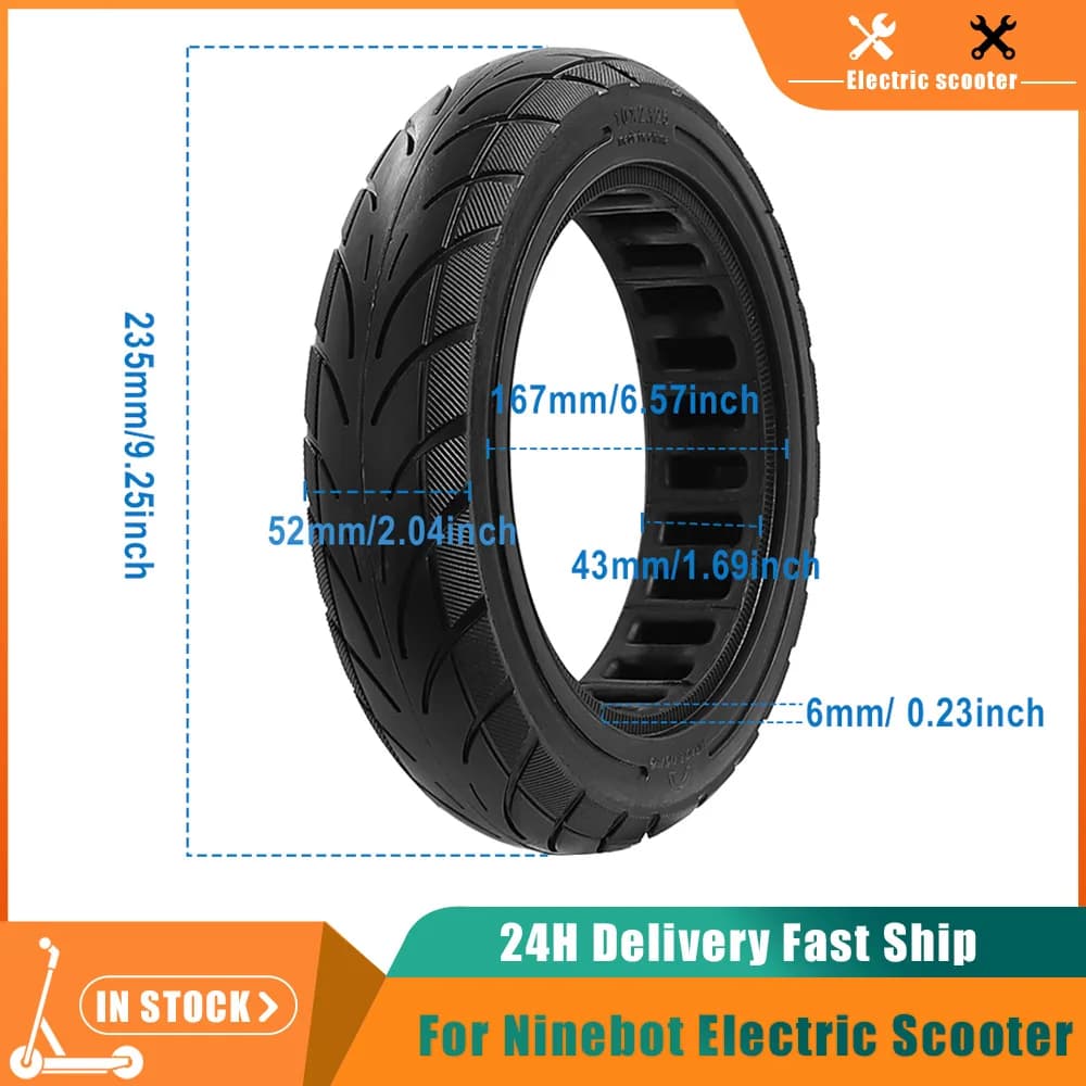 10 Inch 10x2.125 Rubber Solid Tire For Ninebot Segway F20 F25 F30 F40 Electric Scooter  Tubeless Thickened Explosion Proof Tyre