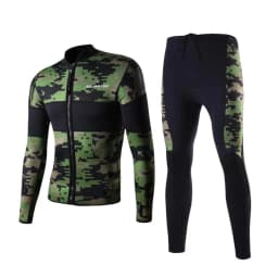 2mm Men's Two-piece Dive Clothes Camouflage Neoprene Jacket Long Sleeve Surfing Snorkeling Wetsuit Keep Warm Pants Split Suit
