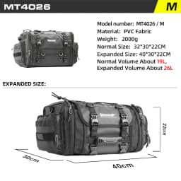 Rhinowalk Motorcycle Travel Luggage Bag Waterproof 19L-80L Expandable Big Capacity Motor Tail Bag Saddle Bag Pannier Rack