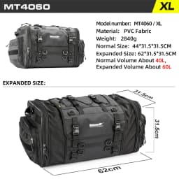 Rhinowalk Motorcycle Travel Luggage Bag Waterproof 19L-80L Expandable Big Capacity Motor Tail Bag Saddle Bag Pannier Rack