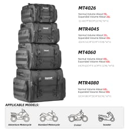 Rhinowalk Motorcycle Travel Luggage Bag Waterproof 19L-80L Expandable Big Capacity Motor Tail Bag Saddle Bag Pannier Rack