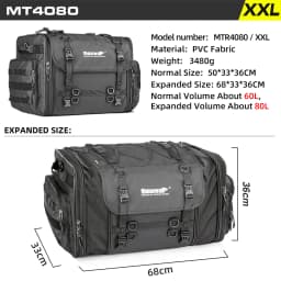 Rhinowalk Motorcycle Travel Luggage Bag Waterproof 19L-80L Expandable Big Capacity Motor Tail Bag Saddle Bag Pannier Rack
