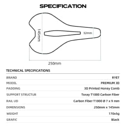 RYET Carbon 3D-printed Bike Saddle Ultralight Bicycle Saddle  For Men Women Triathlon Road MTB Mountain Gravel Cycling Saddle