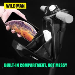 WILD MAN ES8 Bicycle Scooter Handlebar Stem Bag PU EVA Hard Shell Zipper Storage Reflective Trim Hook and Loop Strap Front Bag