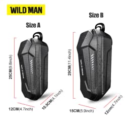 WILD MAN ES8 Bicycle Scooter Handlebar Stem Bag PU EVA Hard Shell Zipper Storage Reflective Trim Hook and Loop Strap Front Bag