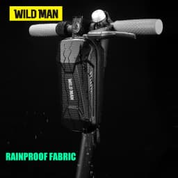 WILD MAN ES8 Bicycle Scooter Handlebar Stem Bag PU EVA Hard Shell Zipper Storage Reflective Trim Hook and Loop Strap Front Bag