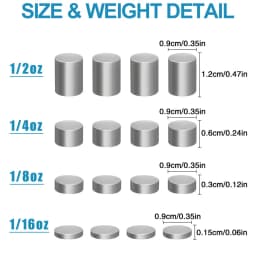 20Pcs Steel Weights for wood Car weight Pine Race Car Power Cylinders Steel alloy buffer weight 1/16OZ 1/8OZ 1/4OZ 1/2OZ