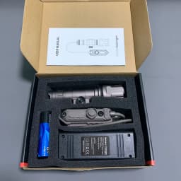 Outdoor 1200 Lumen Tactical Flashlight Matte Black Aluminum LED Light with Mlok System Remote Pressure Switch for Picatinny Rail