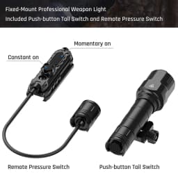 Outdoor 1200 Lumen Tactical Flashlight Matte Black Aluminum LED Light with Mlok System Remote Pressure Switch for Picatinny Rail