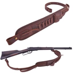 Leather Canvas Rifle Shotgun Carry Strap Ammo Sling Adjustable Gun Belt For Hunting Shooting .308 .22LR 12/16/20GA .357 30/30