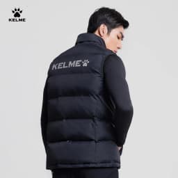 KELME Men Winter Down Vest Sport Training Lightweight Waterproof Outwear Short Stand Collar Casual Coat Windproof Warm Jacket