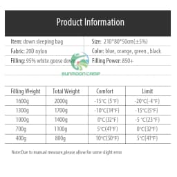 Winter Cold Weather 95% Mummy Down Sleeping Bag Sack With Compression Pack 850FP 3 Seasons For Camping Hiking Travel