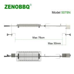ZENOBBQ Rotisserie Basket Rotating Fish Grill BBQ Spit Automatic Meat Shelf Baking Free Length Adjustment Roaster Accessories