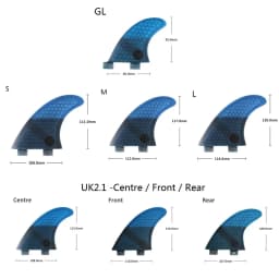 Thruster Tri Fins S/M/L/K2.1 Honeycomb Fiberglass Surfboard Fin with Double Tabs UPSURF FCS Compatible Surf Board Stabilizers