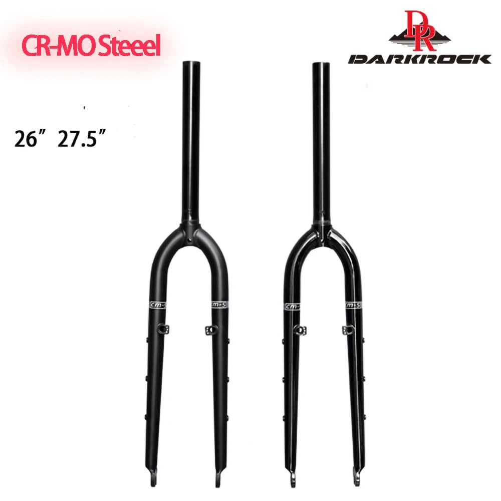 26/27.5ER DARKROCK CM-5 Cr-Mo Steels Front Fork 28.6mm DISC and V Brake MTB Rigid Fork Mountain Bikes Parts Matt Glossy
