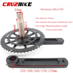 CRUZbike Road Bike Crankset 155/160/165/170/175mm Crank 50-34T/52-36T/53-39T Double Chainring Folding Bicycle Screw BB