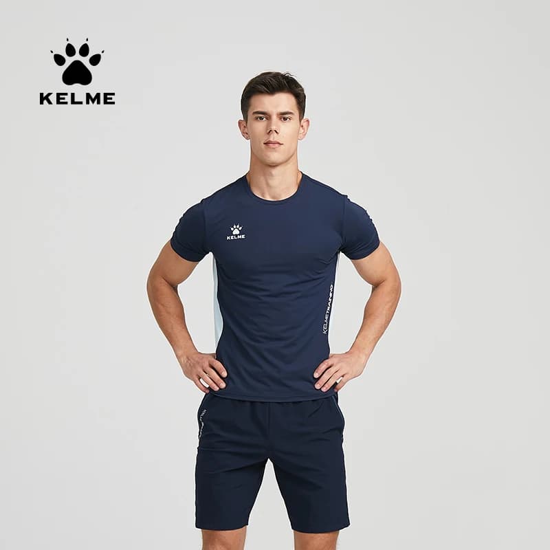 KELME Men's T-shirt Running Sports Shirt Short Sleeve Trainning Exercise Gym Quick Dry Sportswear Breathable T-Shirt 8151TX1003