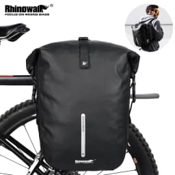 Rhinowalk Waterproof Bike Bag 20L Rear Rack Pannier Black Travel Cycling Bag Multifunctional Shoulder Bag Backpack Bicycle Bag