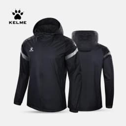 KELME Men's Windbreaker Running Jacket Soccer Kid Hooded Windproof Coat Couple Training Waterproof Jacket Quick Dry 8061WT1005