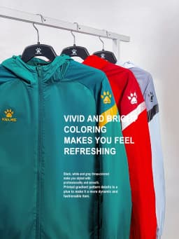 KELME Men's Windbreaker Running Jacket Soccer Kid Hooded Windproof Coat Couple Training Waterproof Jacket Quick Dry 8061WT1005