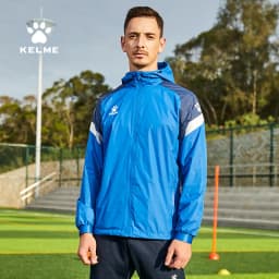 KELME Men's Windbreaker Running Jacket Soccer Kid Hooded Windproof Coat Couple Training Waterproof Jacket Quick Dry 8061WT1005