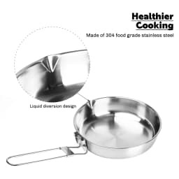 Fire Maple 304 Stainless Steel Foldable Frying Pan with Tri-ply Construction Base Antarcti 8 Inch Frypan for Outdoor Camping