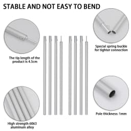 Adjustable 2m Tarp Tent Aluminum Alloy Pole Thicken Rack Stick Rod Outdoor Camping Lightweight Canopy Awning Support Poles