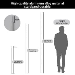 Adjustable 2m Tarp Tent Aluminum Alloy Pole Thicken Rack Stick Rod Outdoor Camping Lightweight Canopy Awning Support Poles