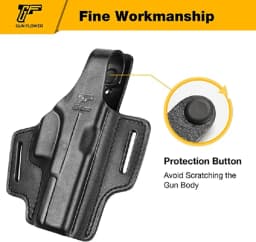Holster for Glock 19 19x 22 23 31 32 45 2 Slot Full Grain Leather OWB Thumb Break Pistol Holder Hunting Tactial Right Gun bag