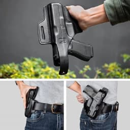 Holster for Glock 19 19x 22 23 31 32 45 2 Slot Full Grain Leather OWB Thumb Break Pistol Holder Hunting Tactial Right Gun bag