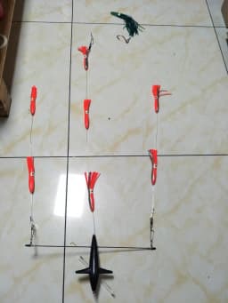 18' Stainless Steel Splashbar Rudder Spreader Bars with 7' Premium Marlin Tuna Teaser Bird and 6' Octopus (Left Direction)