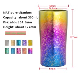 TiTo Titanium 300ml Rainbow Beer Mug Double Wall Coffee Tea Wine Milk Tumbler Portable Travel Water Cup Kitchen Drinkware