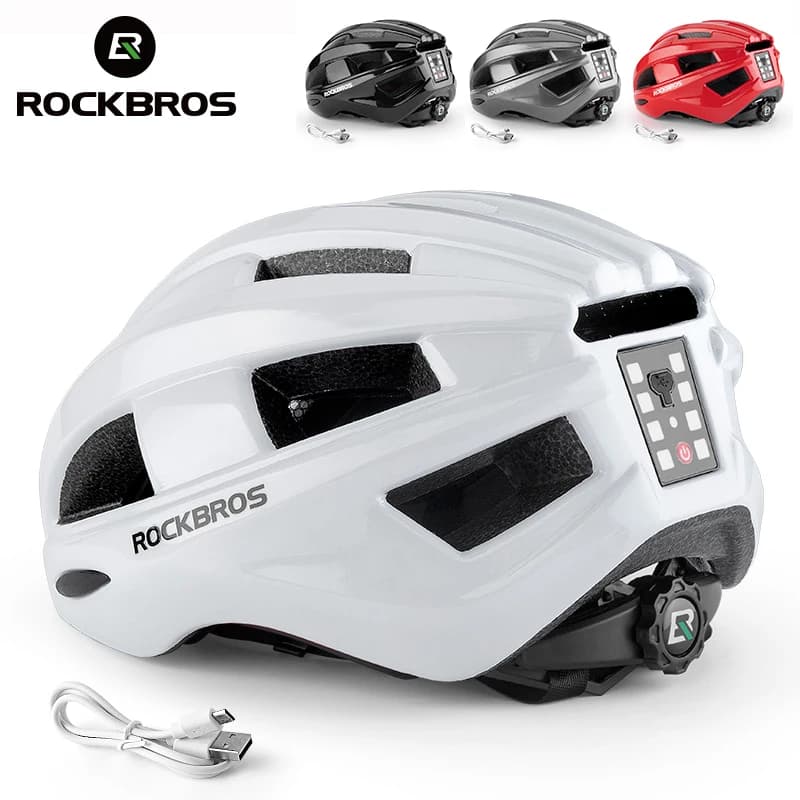 ROCKBROS Bicycle Light Helmet MTB Road Type-C Warning Rear Light Cycling Helmet EPS PC Intergrally-molded Safety Bike Helmet