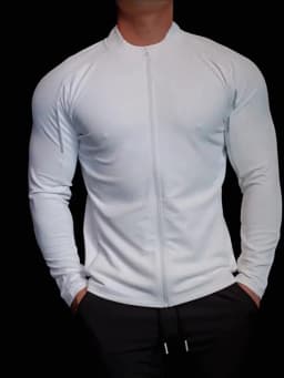 Sports Fitness Jacket Men Autumn Elastic Quick-drying Slim Long-sleeved Gym Training Clothes Outdoor Running Stand-up Zipper Top