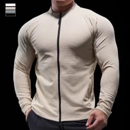 Sports Fitness Jacket Men Autumn Elastic Quick-drying Slim Long-sleeved Gym Training Clothes Outdoor Running Stand-up Zipper Top