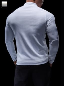 Sports Fitness Jacket Men Autumn Elastic Quick-drying Slim Long-sleeved Gym Training Clothes Outdoor Running Stand-up Zipper Top