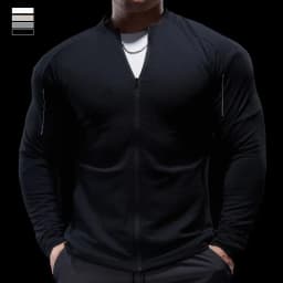 Sports Fitness Jacket Men Autumn Elastic Quick-drying Slim Long-sleeved Gym Training Clothes Outdoor Running Stand-up Zipper Top