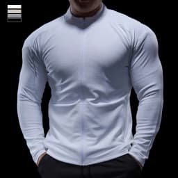 Sports Fitness Jacket Men Autumn Elastic Quick-drying Slim Long-sleeved Gym Training Clothes Outdoor Running Stand-up Zipper Top