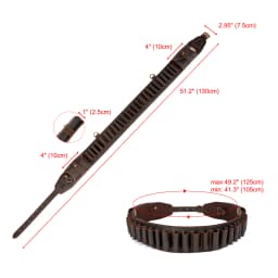 Tourbon Hunting Accessories 12 Gauge Gun Bandolier Cartridges Belt Genuine Leather Ammo Holder Carrier W/ A Pocket 39''-47‘’