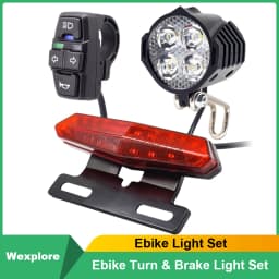 Ebike Front Brake Rear Light Set For 36V 48V Battery Contain Horn Headlight Switch And With Ebike Turn Functional Tail Light