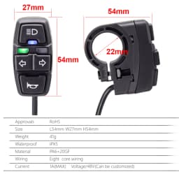 Ebike Front Brake Rear Light Set For 36V 48V Battery Contain Horn Headlight Switch And With Ebike Turn Functional Tail Light