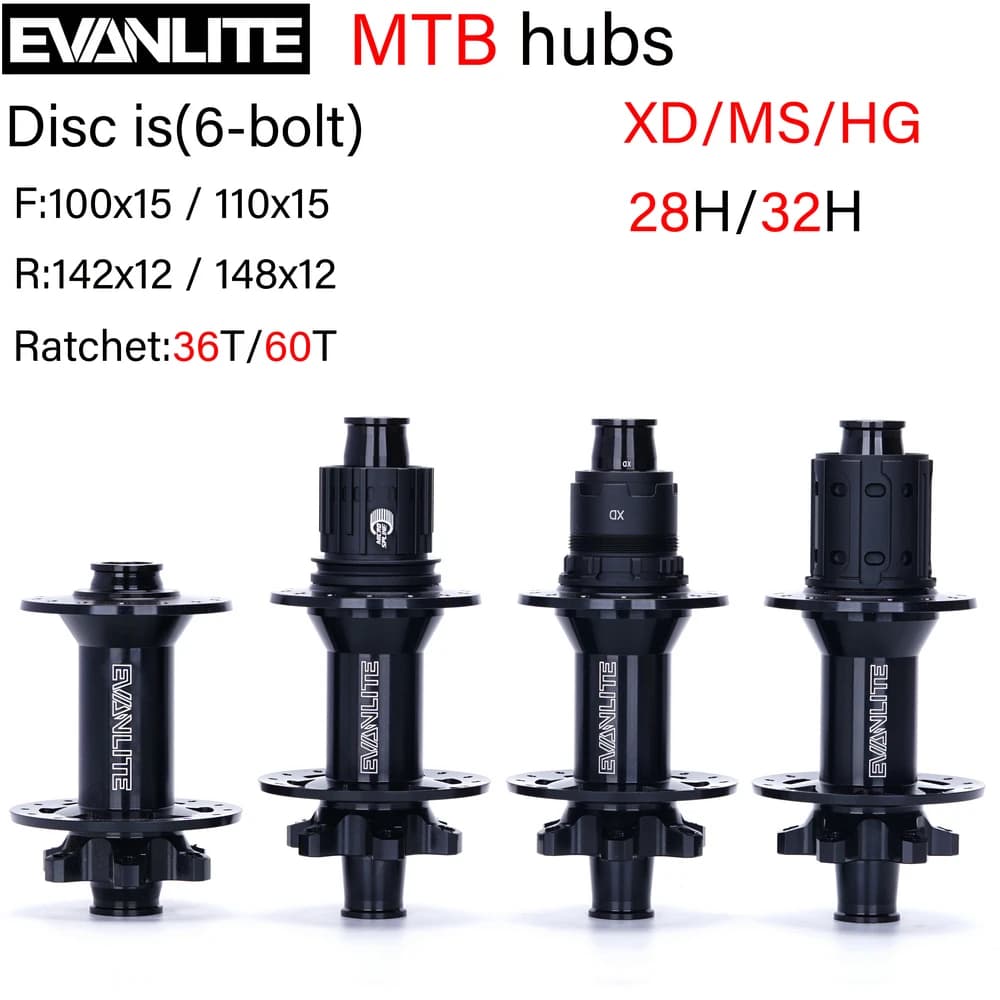 EVANLITE MTB Hub Elbow Six Nails Dt350 240, 28H/32H Hg/xd/MS 141x10 148x12, Ratchet Structure 36T/60T